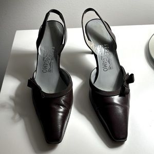 Salvatore Ferragamo Shoes | Ferragamo Brown Leather Cut Out Heels |